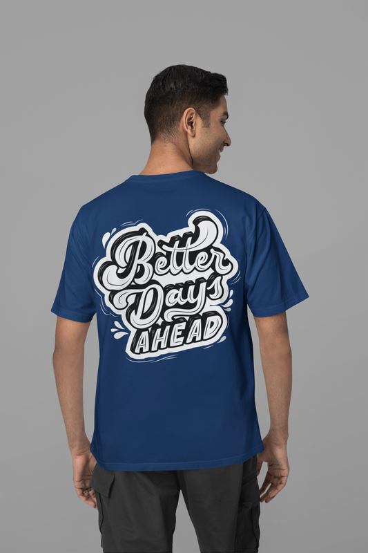 Mens Navy Blue Relaxed Graphic Printed T-Shirt