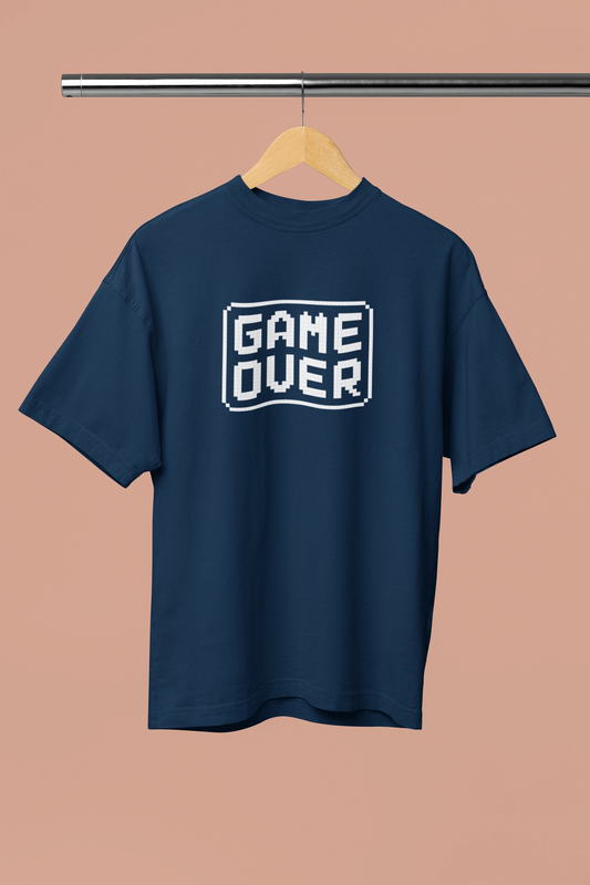 Men's Game Over Graphic Printed Oversized T-shirt