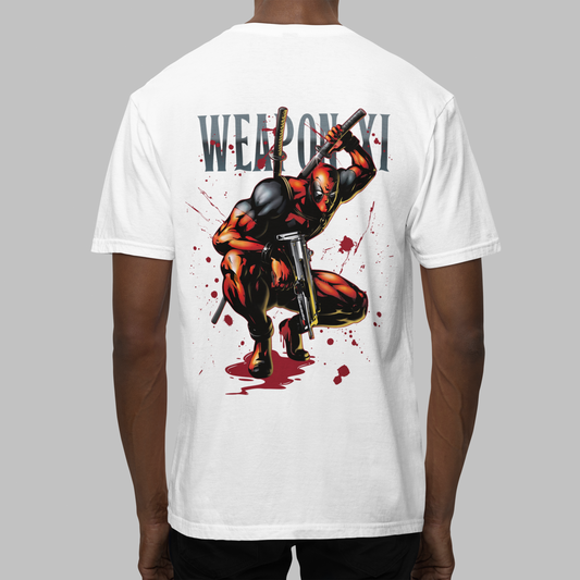 Men's White Weapon XI Graphic Printed Oversized T-shirt